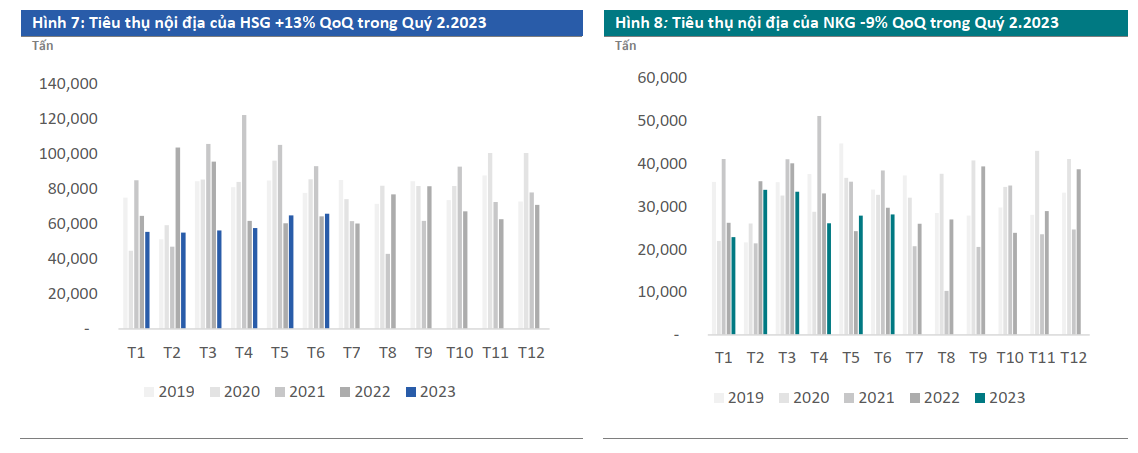 Tiêu thụ nội địa của HSG và nkg
