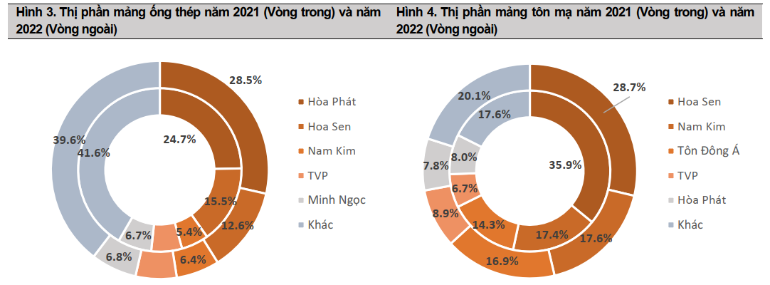 Thị phần mảng ống thép năm 2021